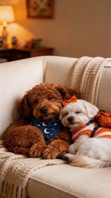 Imagined Milo and Lune cuddling asleep on a couch